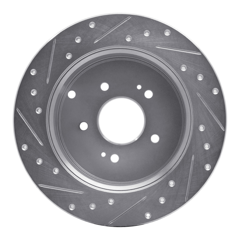 Hyundai Santa Fe Brake Rotor (1) - Rear Right - R1 Concepts - Drilled & Slotted - Silver - `07-`09